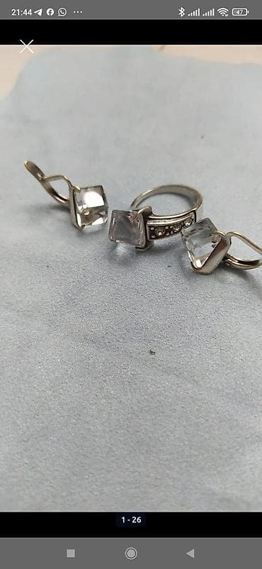 Серьги: Набор украшений, Б/у, Цвет металла: Белый, Винтажный стиль — 8