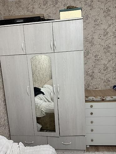 Шкафтар: Шкаф для одежды с антресолями и зеркалом Материал: ЛДСП в светлом — 1