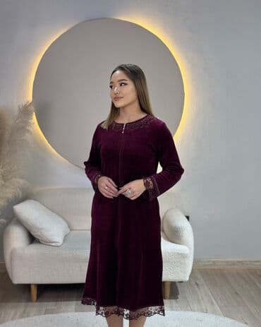 белая ночная сорочка: Халат, Велюр, Турция, С кружевом — 1