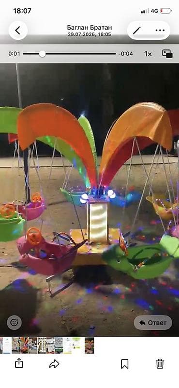 play zone: Детская карусель «парашют» с подсветкой - Аттракцион кругового типа — 1