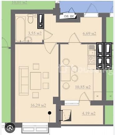 Продажа квартир: 1 комната, 42 м², Элитка, 7 этаж, Готовая ПСО (под самоотделку) — 5
