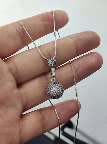 Серебряные колье: Серебряные колье, Проба 925, Женские, Новый, Циркон — 3