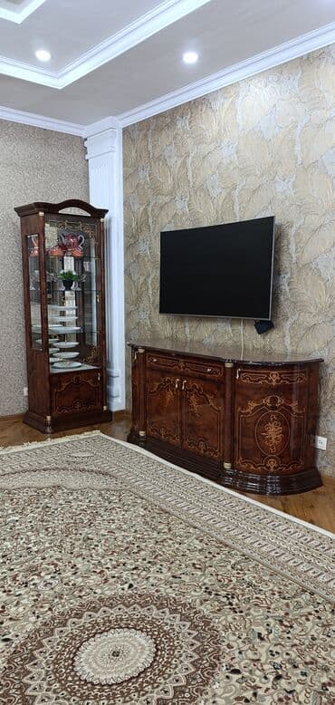 спальный гарнитур табылга: Гарнитур для зала, Б/у, Тумба под ТВ, МДФ, Самовывоз, цвет - Коричневый — 1