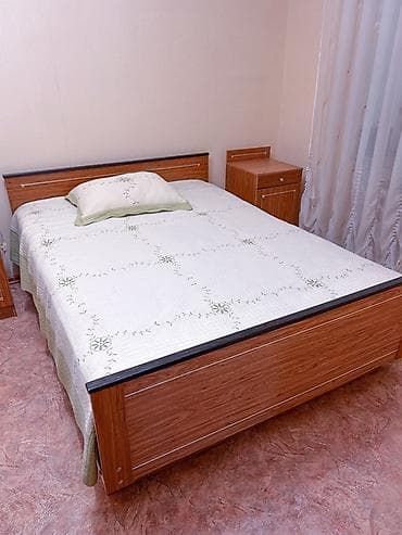 Спальный гарнитур, Б/у, Двуспальная кровать, Шкаф, Комод, Самовывоз, цвет - Коричневый