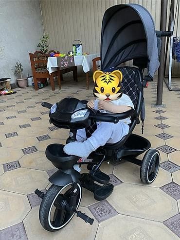 3х колесный: Детский трёхколёсный велосипед-коляска Skillmax (чёрный/серый) - — 2