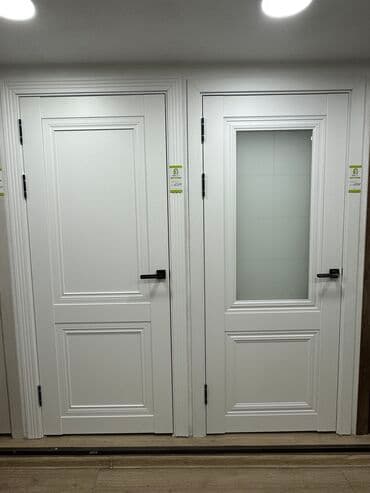 Межкомнатная дверь со стеклом, МДФ, С зеркалом, Российская, цвет - Белый, 200 * x 80 см, Новый