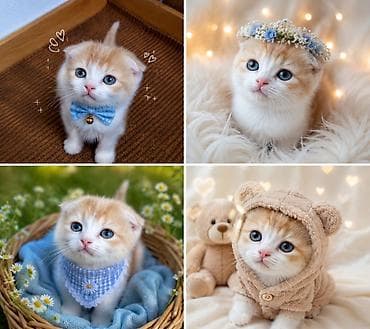 коротколапая кошка: Скотиш Фолд (Шотландская вислоухая), 2 месяца, Девочка, Золотая шиншилла, Приучена к лотку — 5