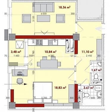 Продажа квартир: 2 комнаты, 68 м², Элитка, 9 этаж, Готовая ПСО (под самоотделку) — 2
