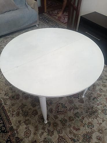 small table: Кухонный стол, Б/у, Круглый, Раскладной — 1