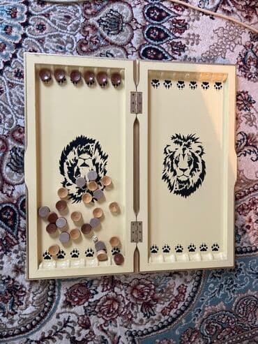 шахмат купить: Нарды настольные с оформлением «Лев» - Складная доска-кашпо светлого — 1