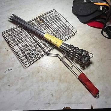 палочки для шашлыка: Набор для гриля/шашлыка - Металлическая решётка-гриль с фиксацией — 1