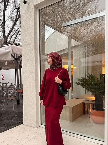 адрас кофта юбкалар: Юбка менен костюм, Юбканын модели: Түз, Макси, Кофта, Стандарт — 2