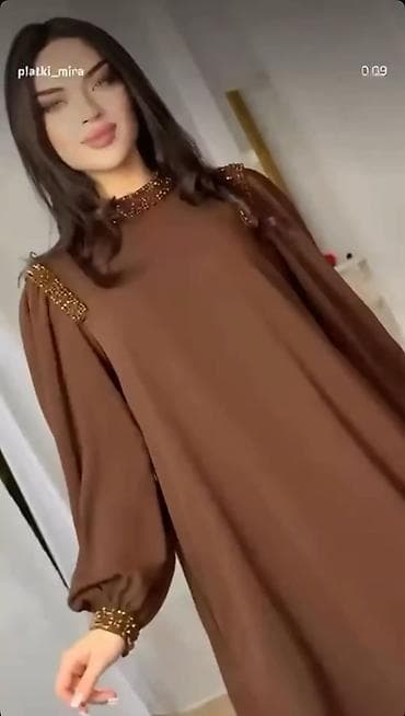 оригинальные вещи: Вечернее платье, Длинная модель, С рукавами, Камни, XL — 6