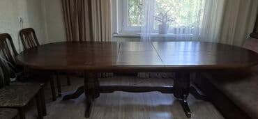овальный кухонный стол: Стол для зала, Б/у, Складной, Овальная — 1