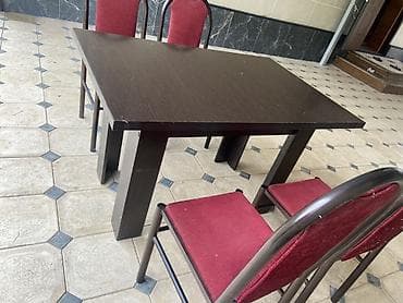 chair table: Кухонный стол и стул, Б/у, цвет - Коричневый — 1