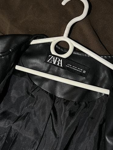 зара куртки женские: Кожаная куртка, Косуха, Экокожа, Приталенная модель, M — 3