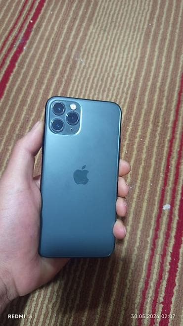 apple watch эпл вотч: IPhone 11 Pro, Б/у, 64 ГБ, Matte Midnight Green, Защитное стекло, 72 % — 1
