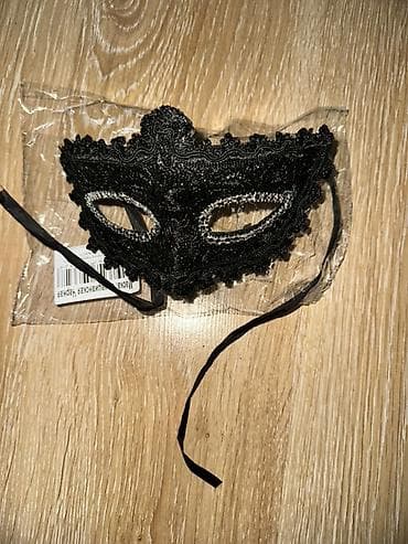 Ажурная карнавальная маска на глаза - Цвет: черный с декоративной