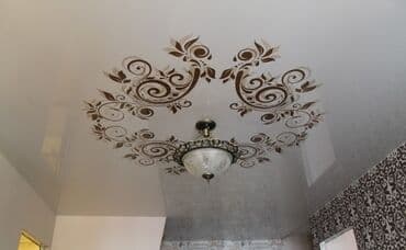 обзор цен на строительные и отделочные работы в бишкеке: Натяжной потолок Глянцевое, Матовое, 3D потолки Монтаж, Гарантия, Демонтаж — 1