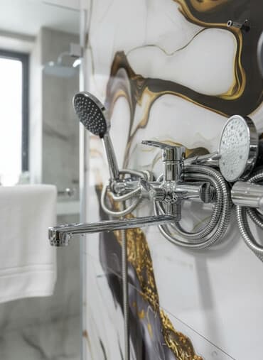 краник для душ: Смеситель для ванны и душа, Ручной душ, Установка: Наружный монтаж, Материал: Латунь, Функции: Без функций — 1