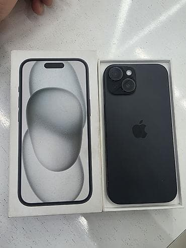 IPhone 15, Б/у, 128 ГБ, Черный, Коробка, 87 %