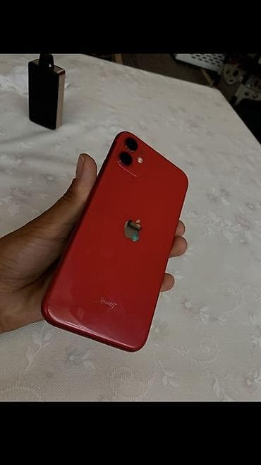 IPhone 11, Б/у, 128 ГБ, Красный, Наушники, Защитное стекло, Чехол, 100 %