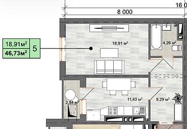 Продажа квартир: 1 комната, 46 м², Элитка, 10 этаж, Евроремонт — 4