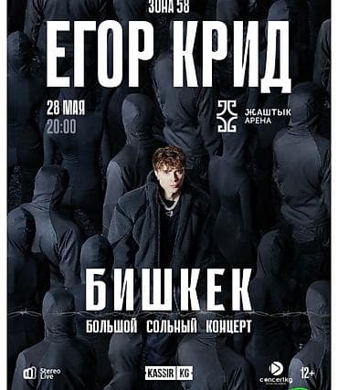 Продам билет на Егор Крида 28 мая в Бишкеке, сектор D4