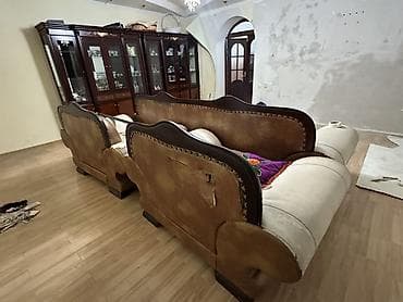 кусок кожи: Комплект мягкой мебели, Б/у, Самовывоз, цвет - Коричневый — 4