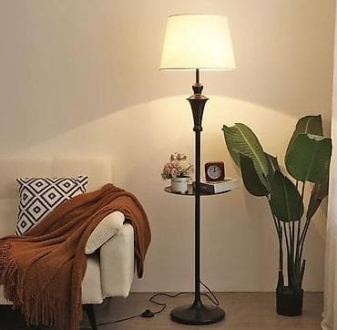 тумбочка навесная прикроватная: Торшер с полкой-столиком - Напольный торшер с абажуром — 3