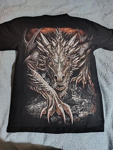 Футболка с крупным графическим принтом «Дракон». - Цвет: черный -