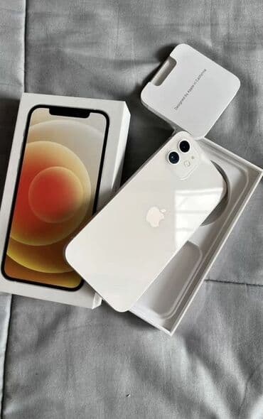 телефон 12 айфон: IPhone 12, Колдонулган, 64 ГБ, Ак, Куту, 88 % — 1