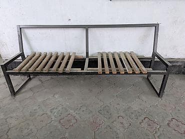 тапчаны деревянные: Скамейка Металл, Со спинкой, Без крыши — 1