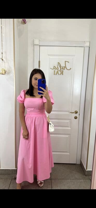 платье из эко кожи: Детское платье, цвет - Розовый, Б/у — 2