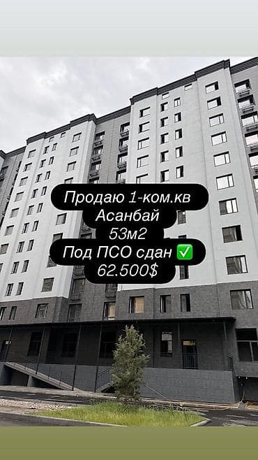 1 бөлмө, 53 м², Элитка, 8 кабат, ПСО (өз алдынча бүтүрүү) — 1