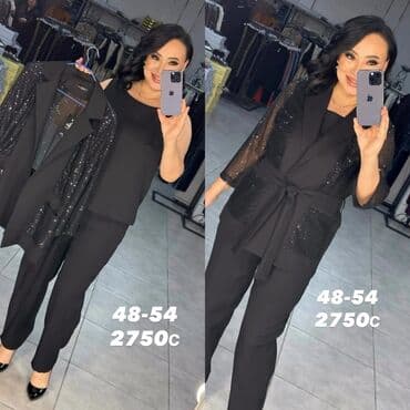 прокат мужских костюмов [возьми на прокат] бишкек фото: Элегантный женский костюм в чёрном цвете: - Жакет без застёжки с — 2