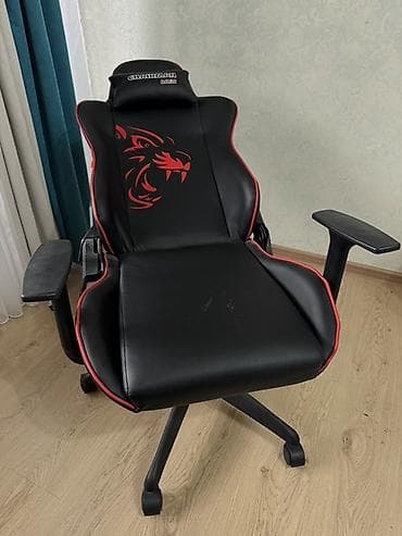 Игровые кресла: Игровое кресло, С колесиками, цвет - Черный, Экокожа — 7