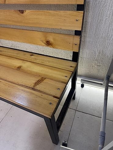 Садовые столы: Скамейка Дерево, Со спинкой, Без крыши — 3