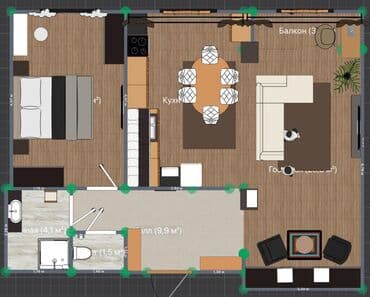 дом кара балта квартира: 2 комнаты, 72 м², 7 этаж — 8