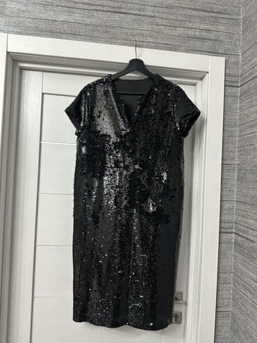 коктейльное платье на новый год: Вечернее платье, Коктейльное, С рукавами, С пайетками, L — 2
