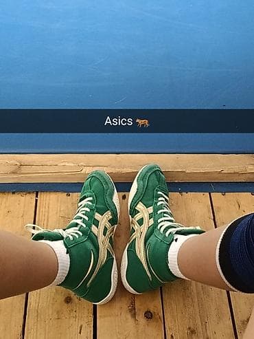трико борцовское: Мужские кроссовки, 35, Asics, Б/у, цвет - Зеленый — 1