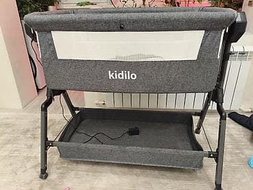 Азык-түлүктөр: Балдар үчүн кошумча коюлган керебет, Колдонулган, Дөңгөлөктүү, Бөлүп төлөө менен, түсү - Боз — 2