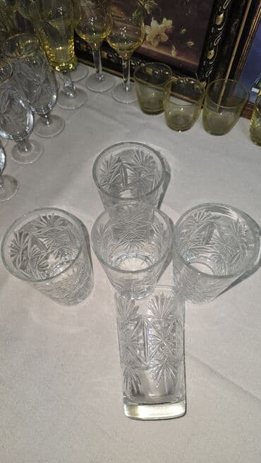 мебели ош: Стаканы ?г. Хрусталь, высотой по 11см, алмазная грань, без сколов и — 1