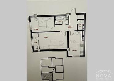 open space: Строится, Элитка, 2 комнаты, 60 м² — 3
