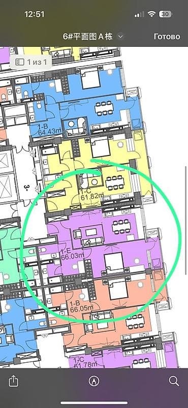 байтик тауэр: 1 комната, 66 м², Элитка, 11 этаж, Готовая ПСО (под самоотделку) — 3