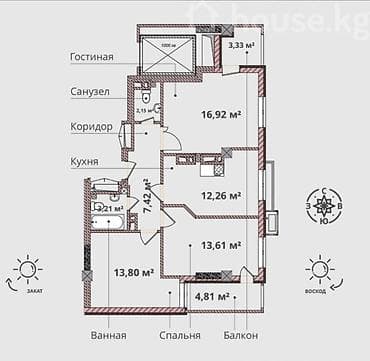 3 комнаты, 75 м², Элитка, 2 этаж, Готовая ПСО (под самоотделку) at lalafo.kg 3 комнаты, 75 м², Элитка, 2 этаж, Готовая ПСО (под самоотделку)