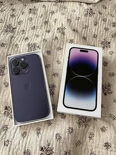 pixel fold: IPhone 14 Pro, Б/у, 256 ГБ, Deep Purple, Коробка, 80 % — 2