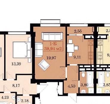 джал кв: 1 комната, 40 м², Джал мкр (в т.ч. Верхний, Нижний, Средний) Элитка, 8 этаж, ПСО (под самоотделку) — 2