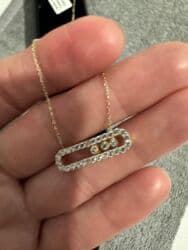 женский кошелек с отделением для телефона: Кулон, Проба 585, Фианит, Абстрактные формы — 3