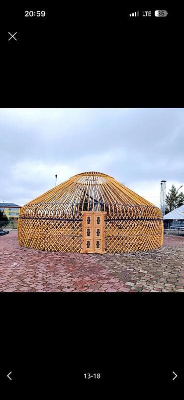 круглый ангар: Продажа юрты, Каркас Деревянный, 85 баш, Диаметр: 6.5 метров — 8